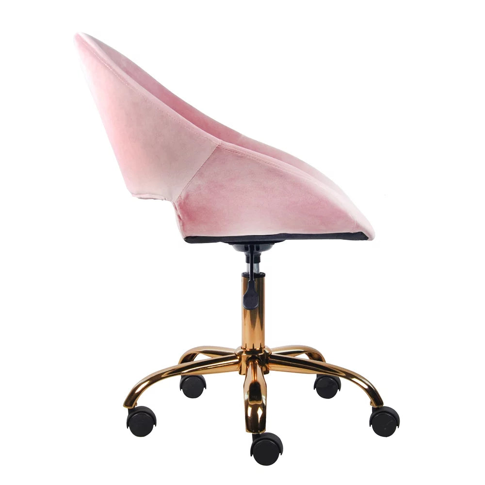Pink Faux Fur Adjustable Swivel Vanity Chair D585407
