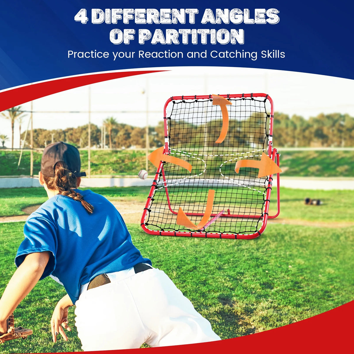 Baseball Rebounder Net with Adjustable Angles U95573