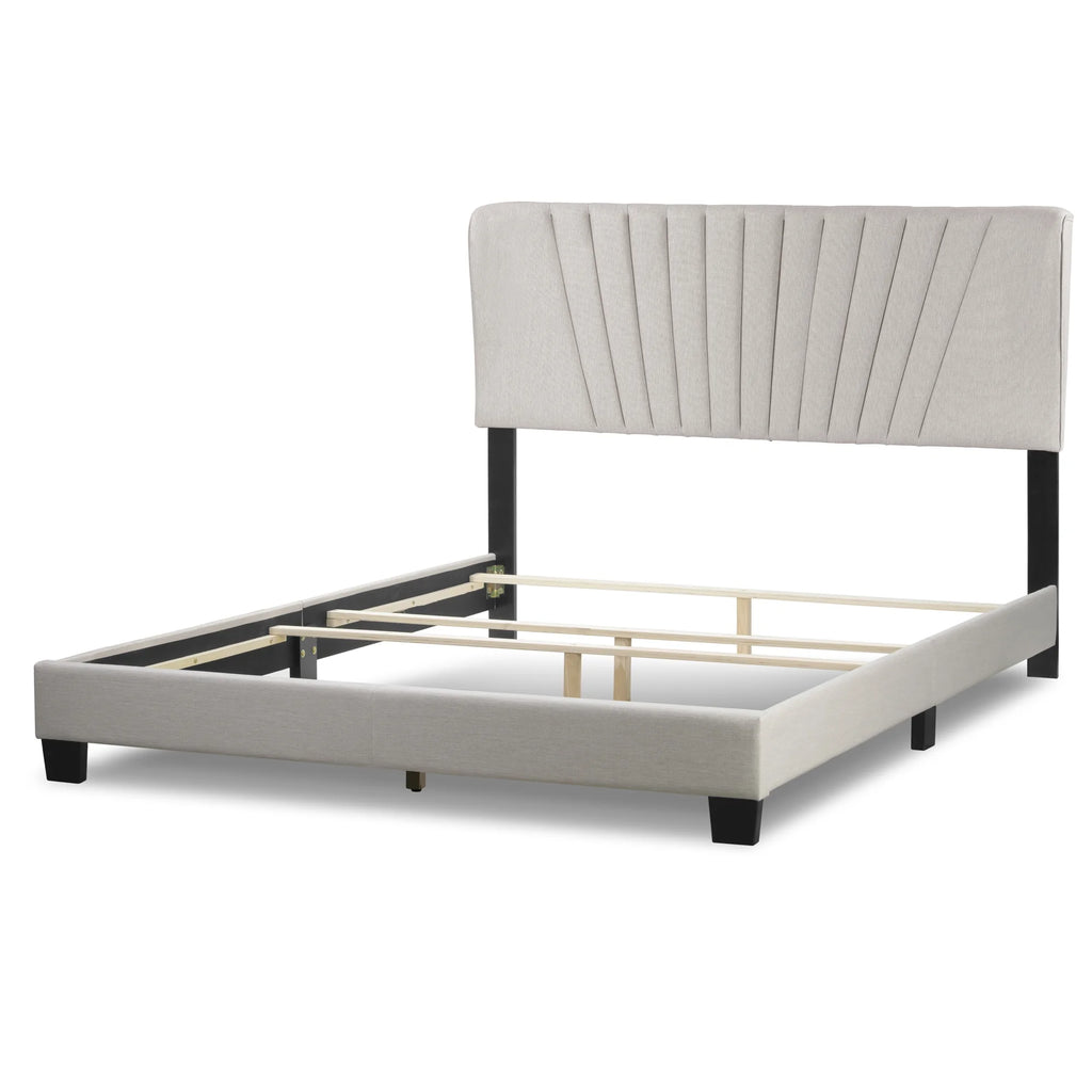 Beige Fabric Queen Bed B153652
