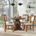 Extendable Round Dining Table Set for 4 with Upholstered Chairs T40952
