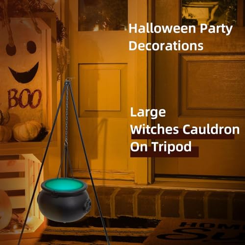 Large Witches Cauldron on Tripod with LED Light Candy Bowl Q81642