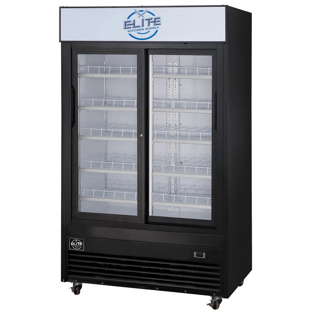 47 in Black Commercial Merchandiser Refrigerator with Sliding Glass Doors U4664