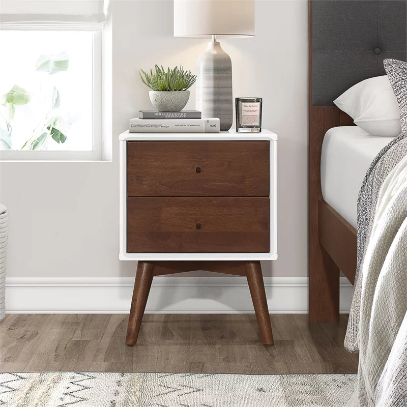 White Solid Wood Nightstand C87208
