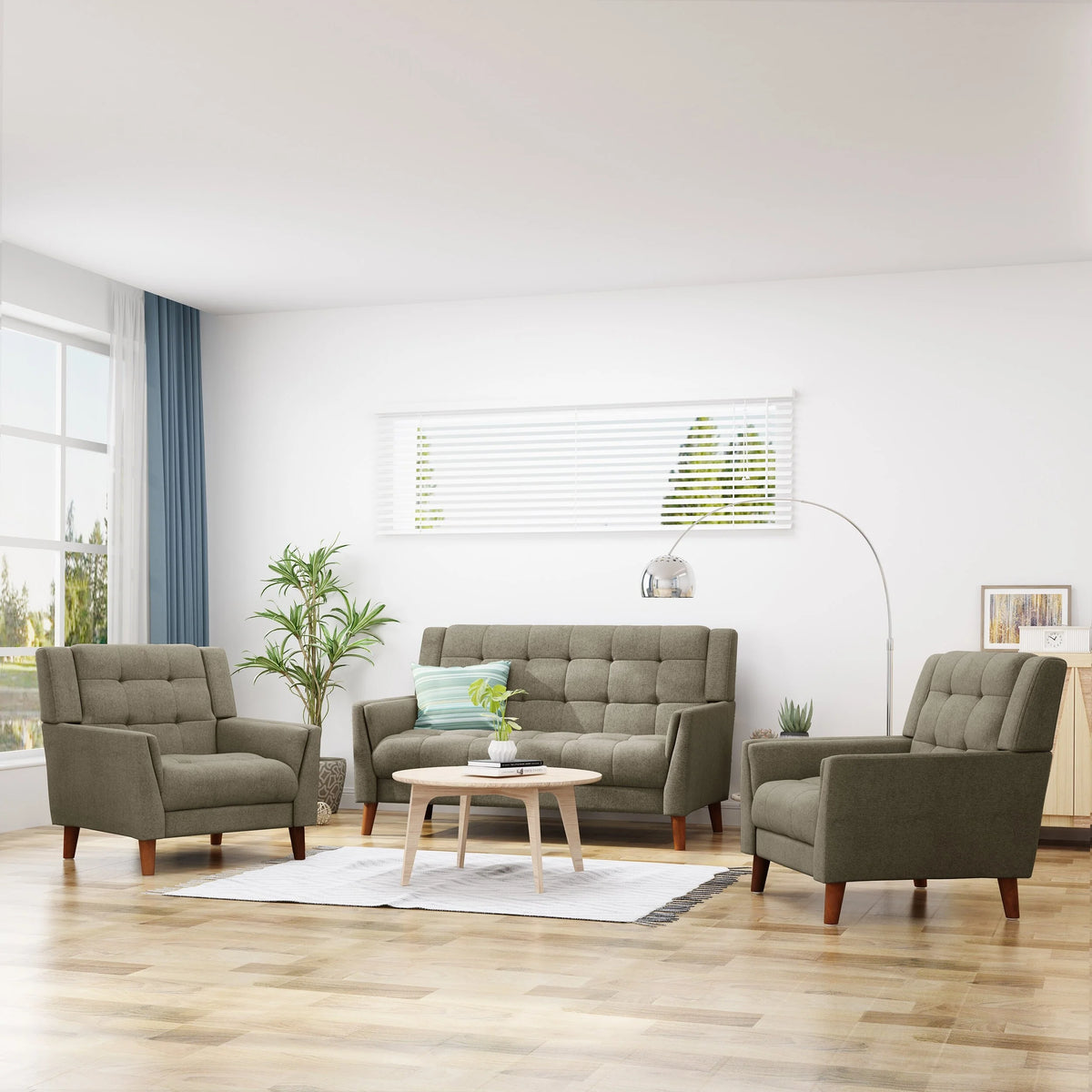Fabric Arm Chair and Loveseat Set I819923