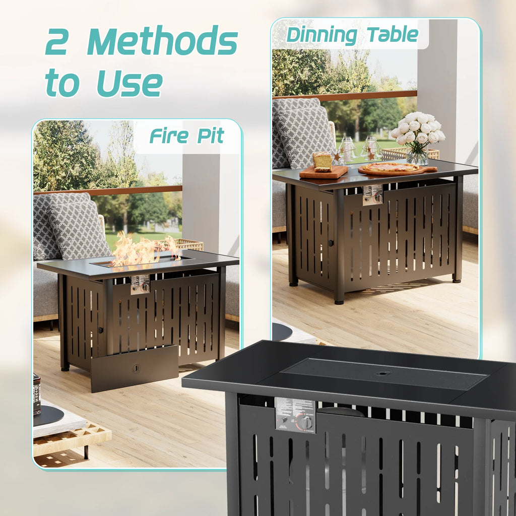 43 inch Propane Gas Fire Table 50000 BTU Outdoor Wicker F9891