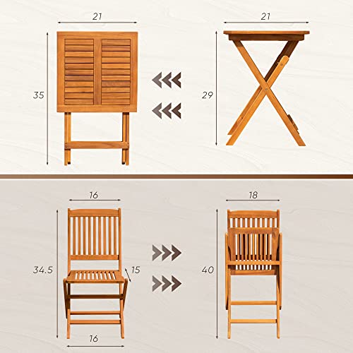 3 Piece Acacia Wood Folding Bistro Set X490