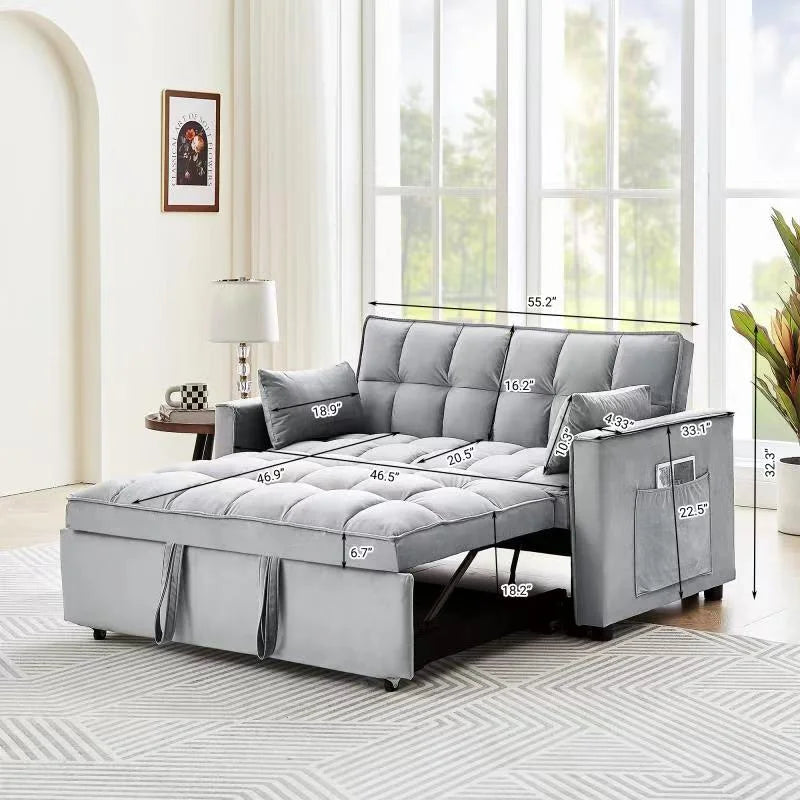 Black Velvet 3 in 1 Sleeper Sofa Bed L68150
