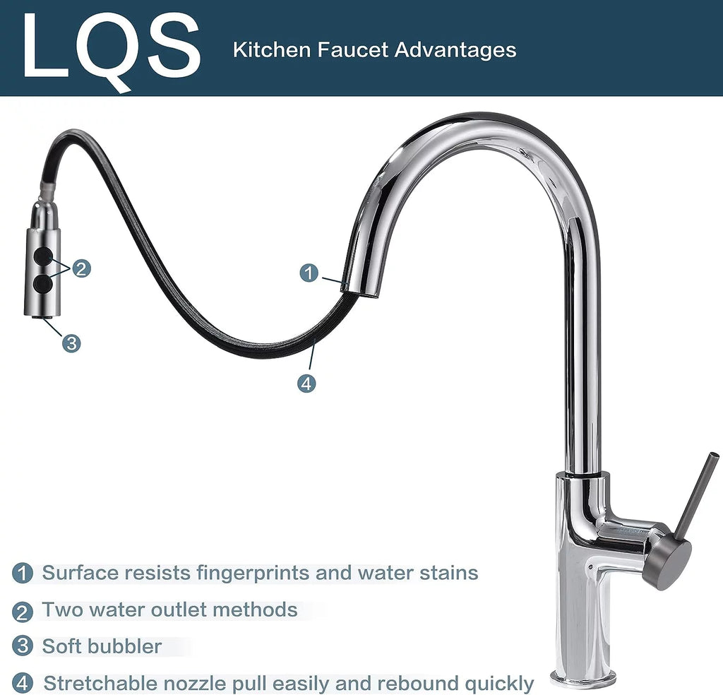 Chrome Pull Down Sprayer Kitchen Faucet O291