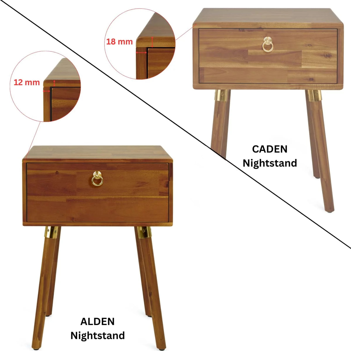 Solid Acacia Wood Nightstand R676