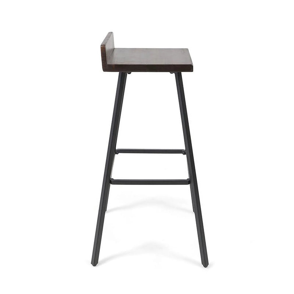 Brown Wood and Metal Bar Stools Set of 2 I13498