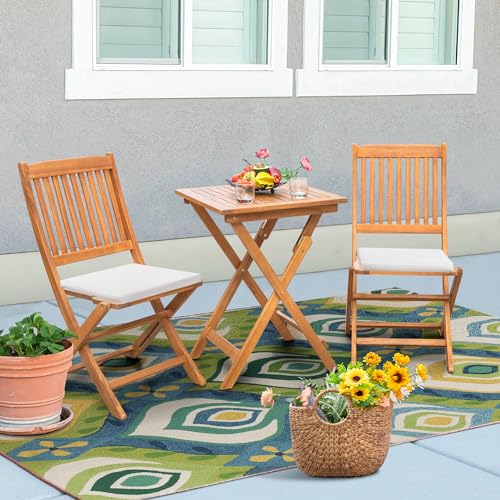3 Piece Acacia Wood Folding Bistro Set X490
