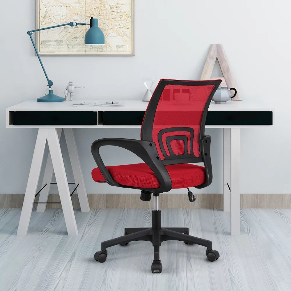 Red Mesh Office Chair with Armrest, Set of 2 L646