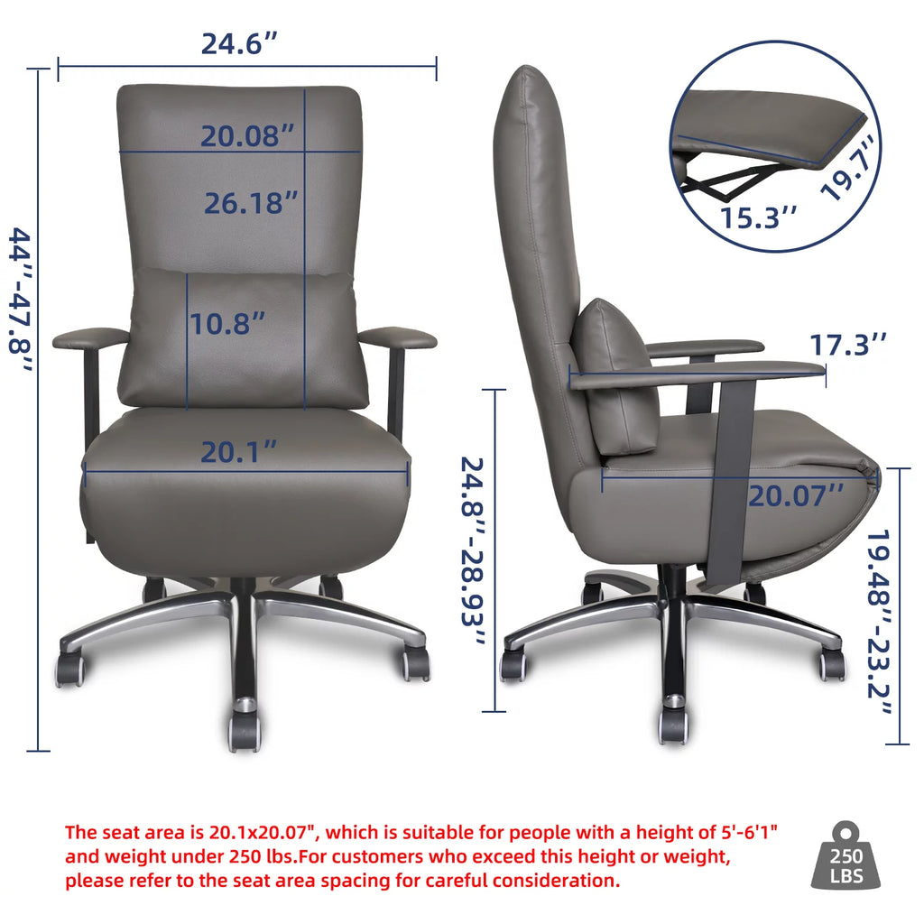Darkgrey Ergonomic Office Chair with Foot Rest & Headrest N75405