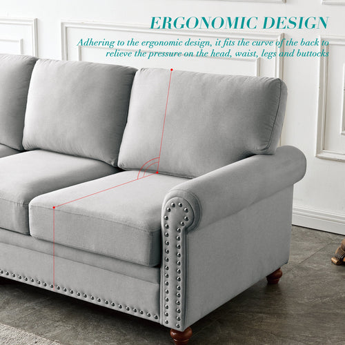 3 Seater Linen Fabric Convertible Sleeper Sofa R937284