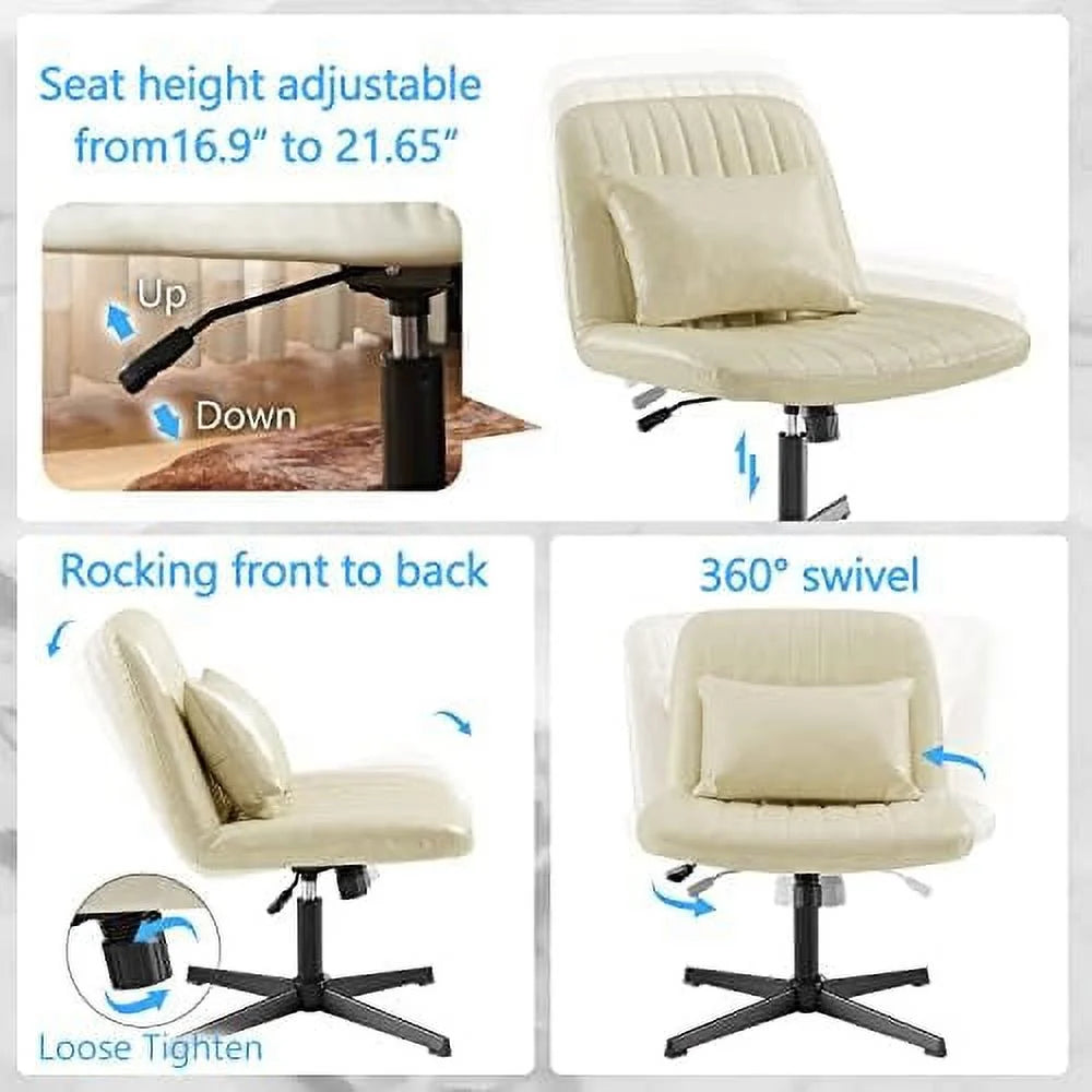 No Wheels Velvet Tufted Rocking Desk Chair with Foot Rest Stool and Lumbar Pillow W586592