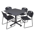 48" Square Breakroom Table & 4 Stack Chairs F501