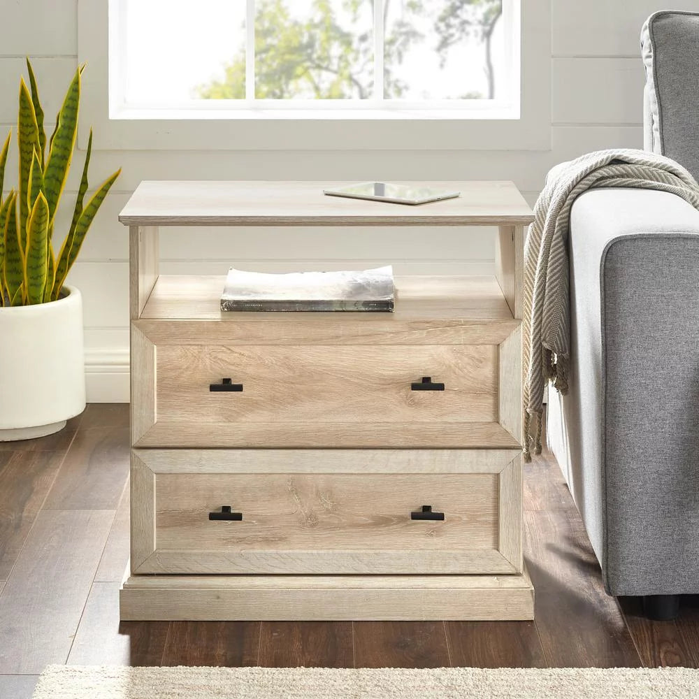 2-Drawer White Oak Nightstand L1759