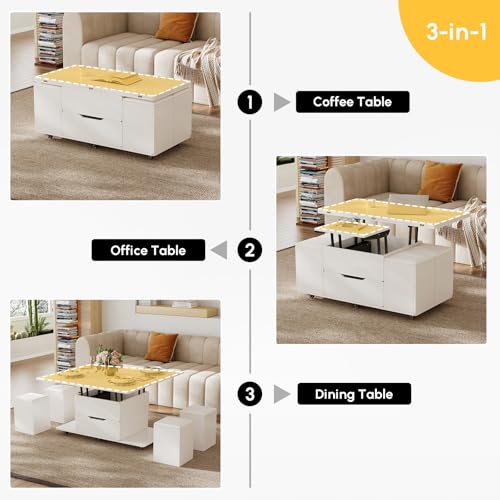 Black Lift-Top Coffee Table with Hidden Storage L654