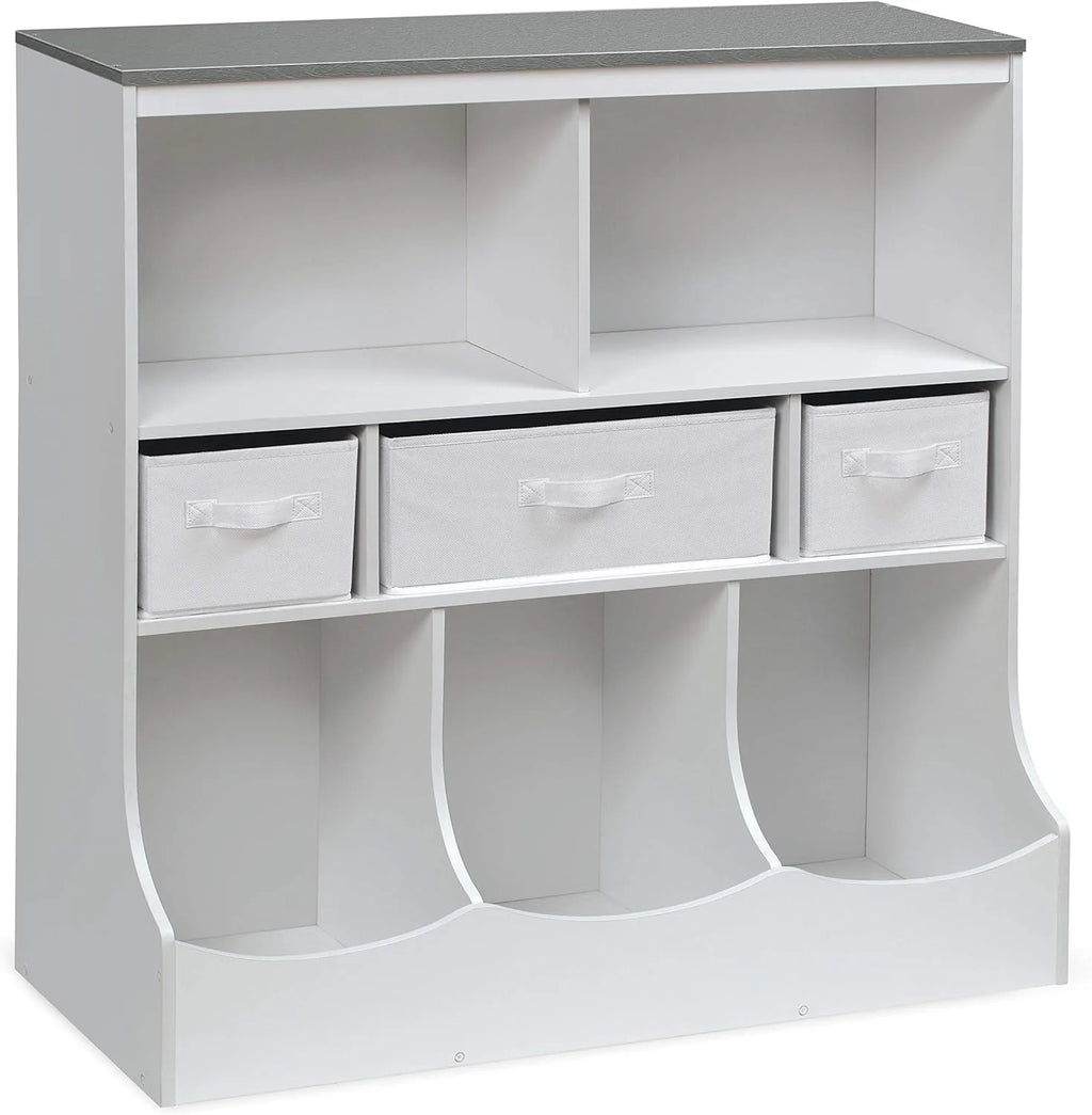 Toy Storage Unit and Book Shelf with 3 Baskets N702