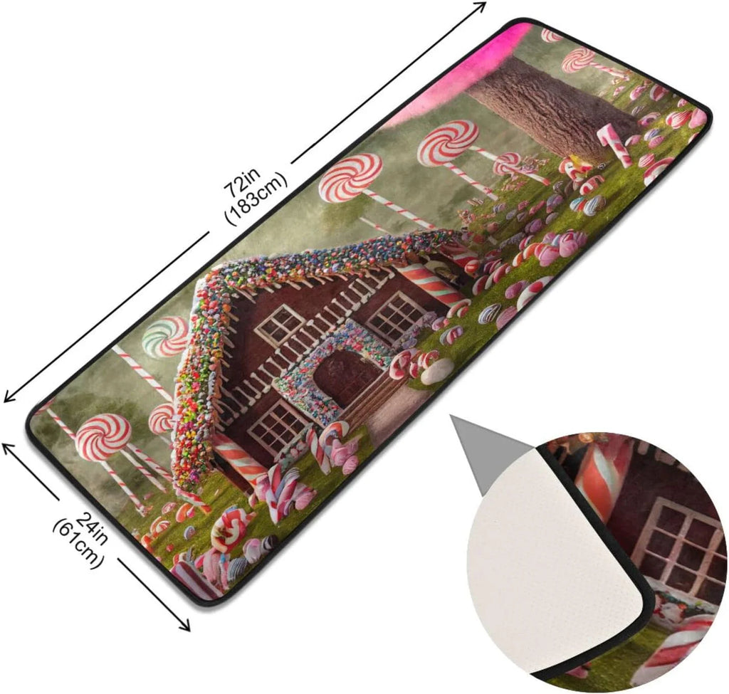 Candy Gingerbread House 2'x6' Non Slip Washable Runner Rug J3162