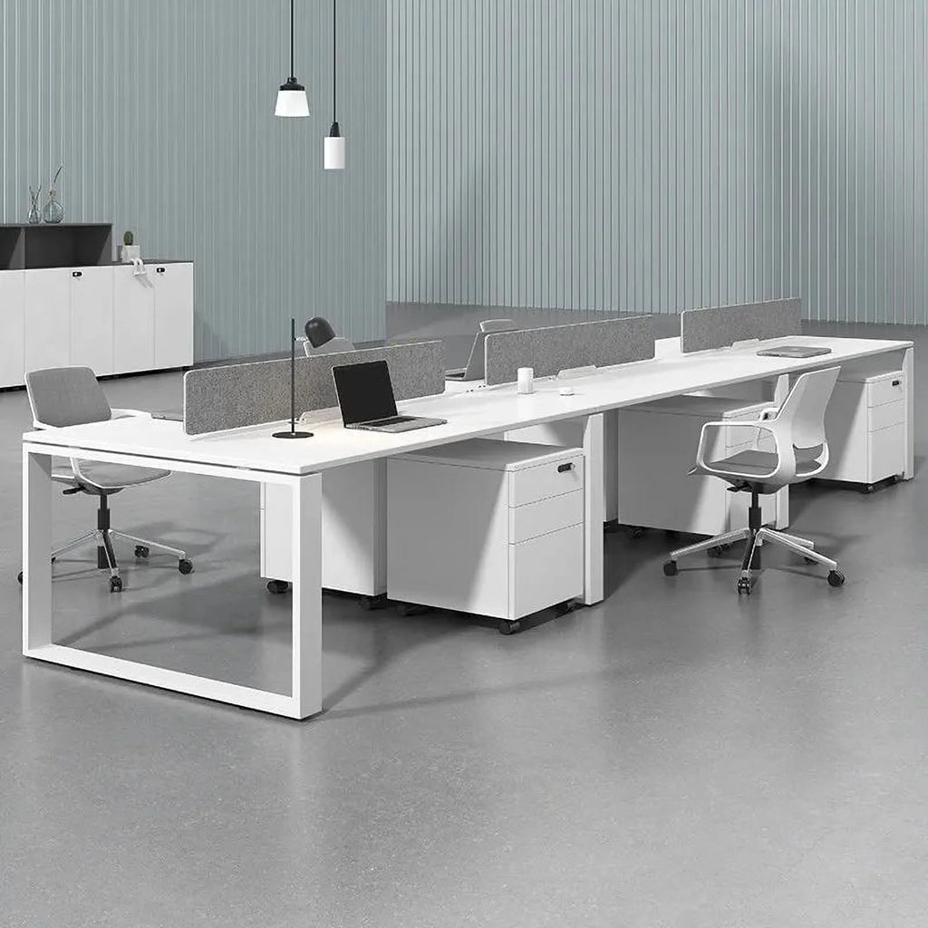 White Wooden Computer Desk with Metal Frame L954853