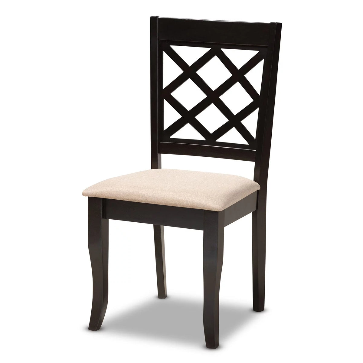 Sand Fabric Dark Brown 2-Piece Dining Chair Set F4607