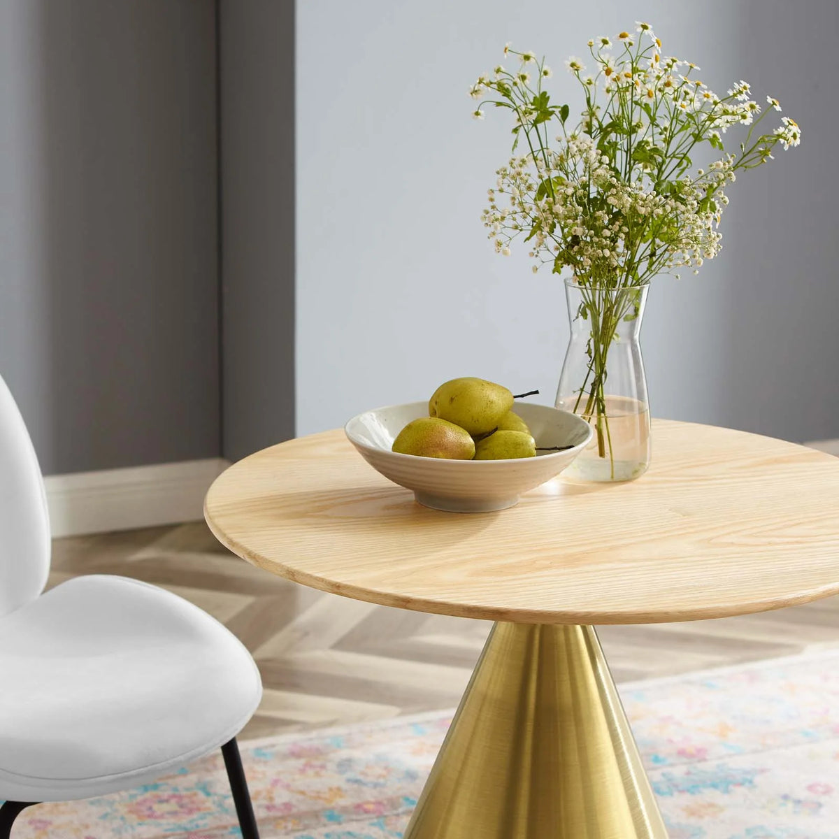 Round Wood Metal Dining Table S927