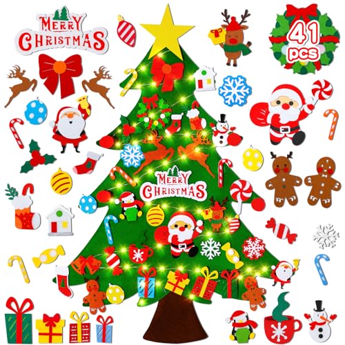 Felt Christmas Tree Set with 41 Ornaments K303