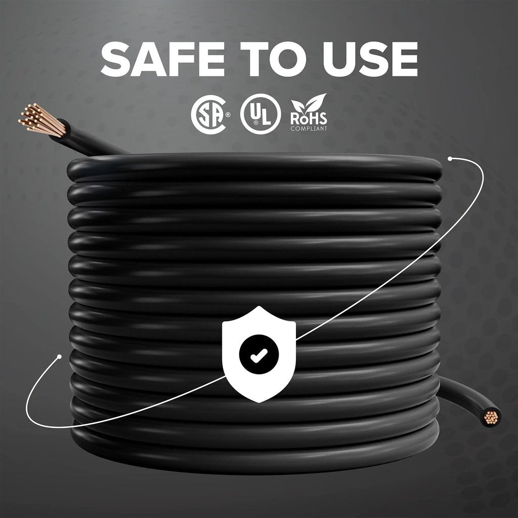 50 Feet Insulated Stranded Copper THHN THWN Wire 10 AWG Black U776