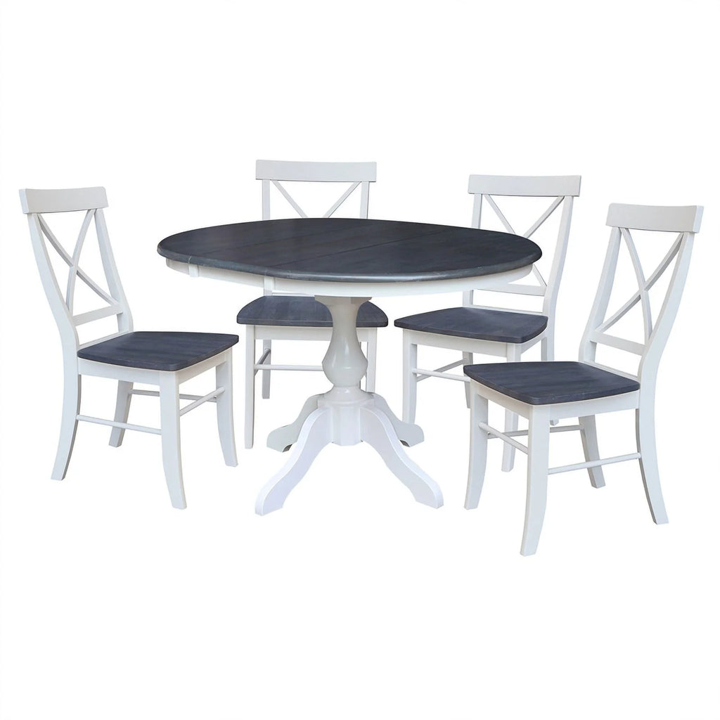 Round Wood Extension Dining Table with 4 Chairs F619737