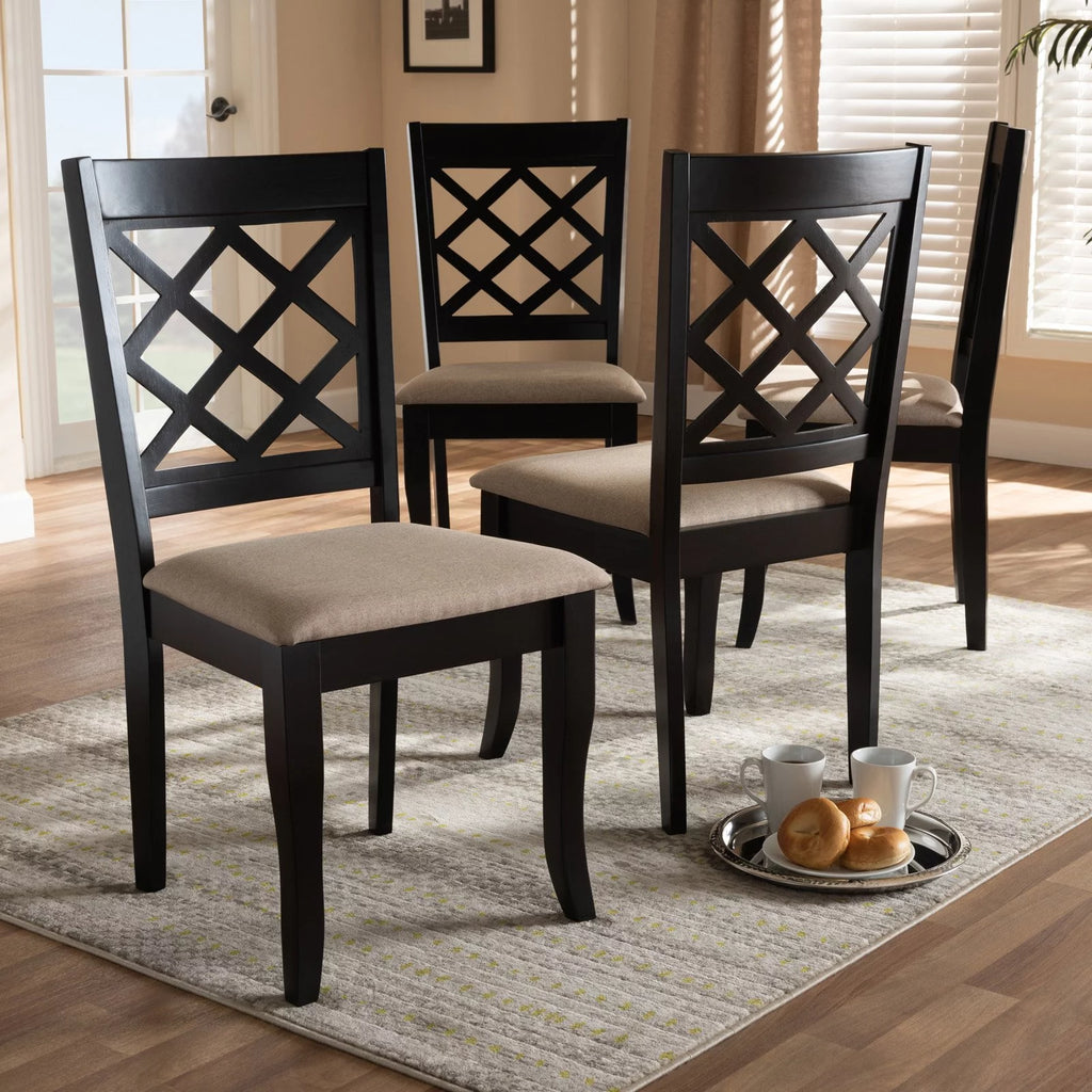 Sand Fabric Dark Brown 2-Piece Dining Chair Set F4607