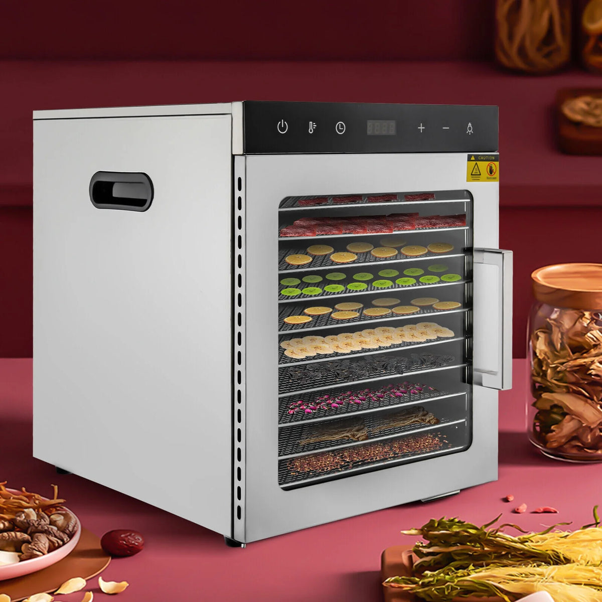 800W 10-Tray Stainless Steel Food Dehydrator P880