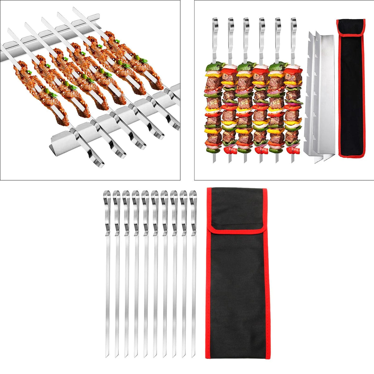 10 Pieces Barbecue Skewer Fork with Cloth Bag N184962