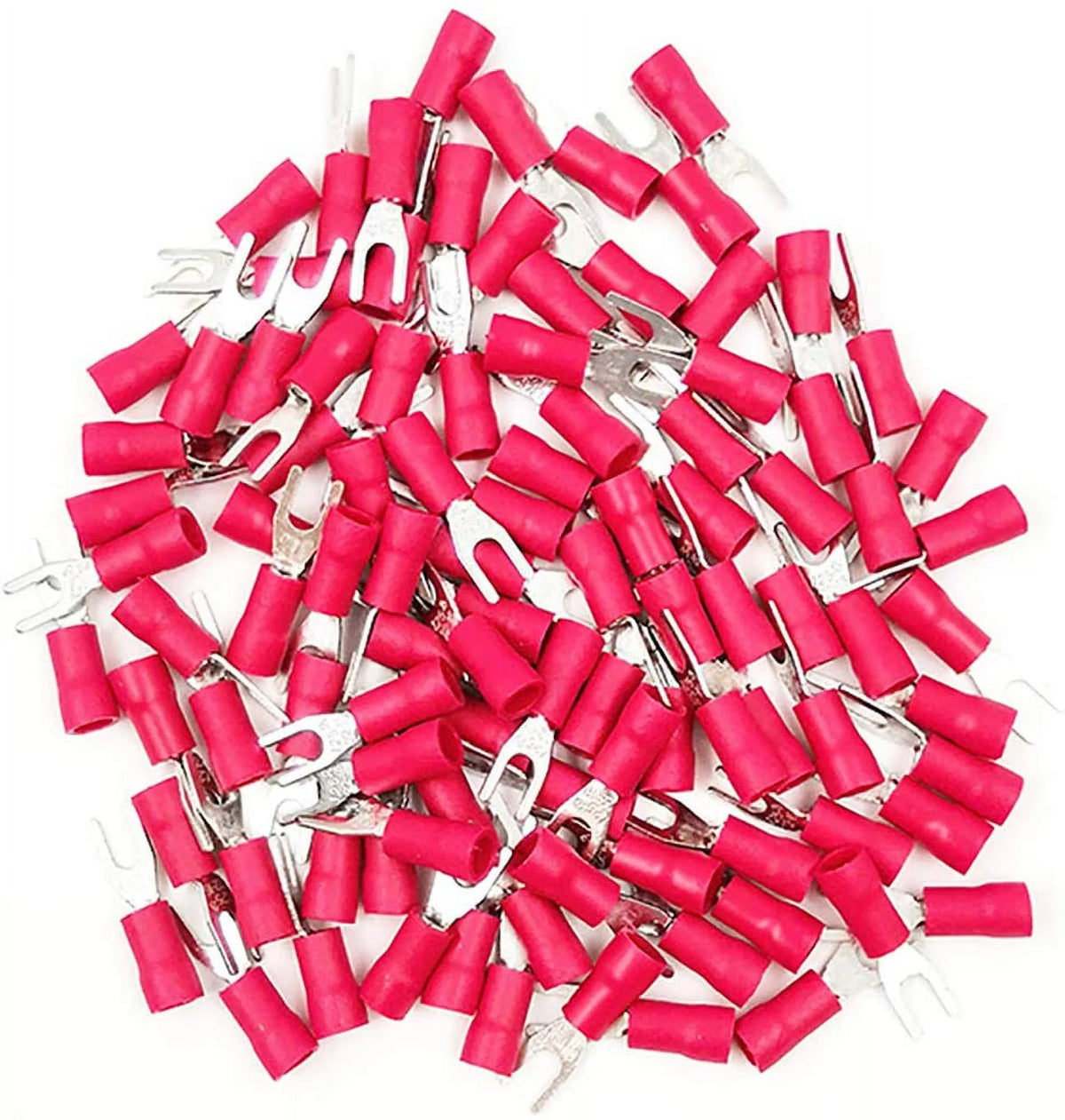 Red Insulated Fork Spade Wire Connector 500PCS 18-22AWG V13280