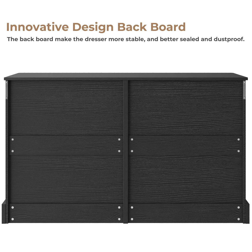 Black 6 Drawer Wooden Dresser E502