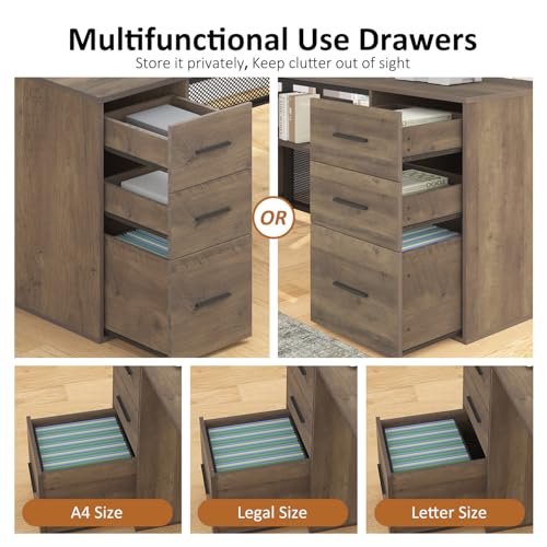 L Shaped Desk with Drawers, 59 Inch K687727