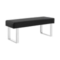 48 Inch Black Leatherette Bench with Metal Frame X200826