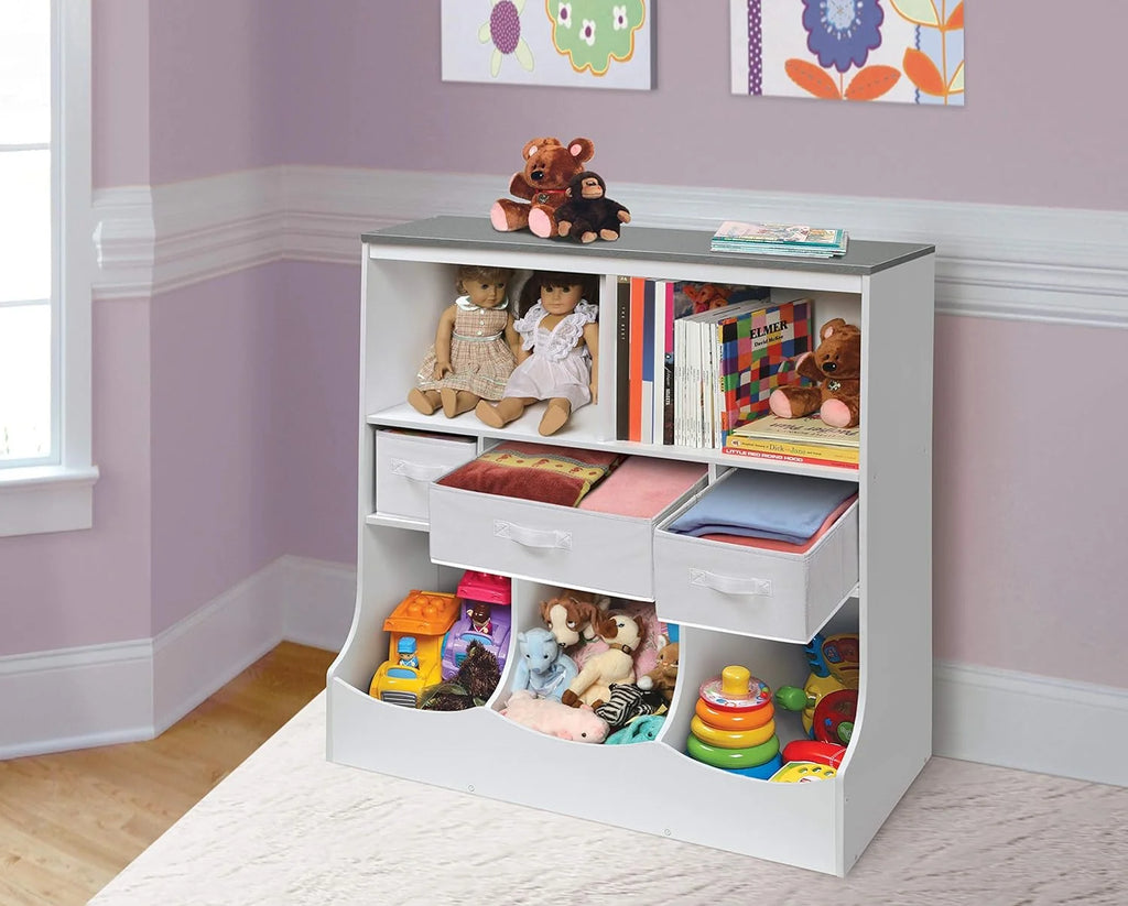 Toy Storage Unit and Book Shelf with 3 Baskets N702