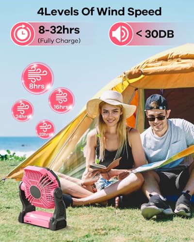 30000mAh Rechargeable Portable Camping Fan with LED Lantern P11514
