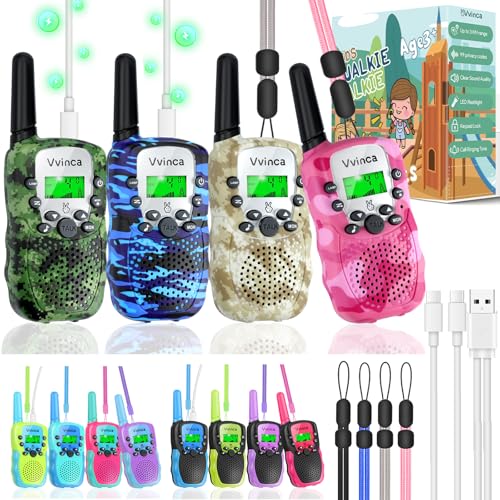Rechargeable 4 Pack 3 Mile Long Range Walkie Talkies with Flashlight Z955