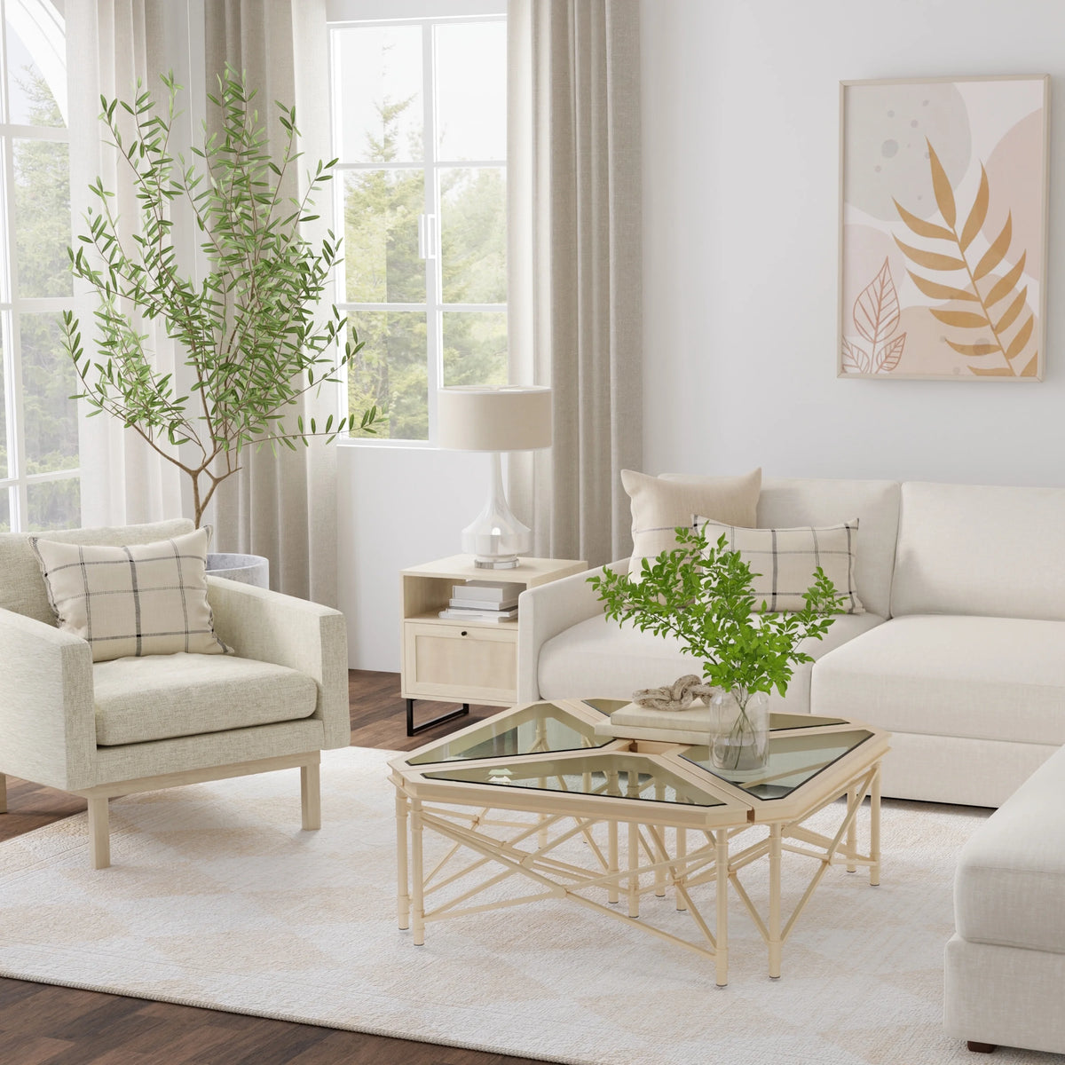 Beige Geometric Area Rug N589351