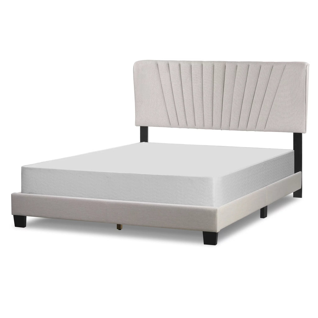 Beige Fabric Queen Bed B153652