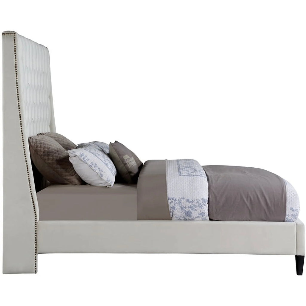 Cream Velvet Queen Bed J907436