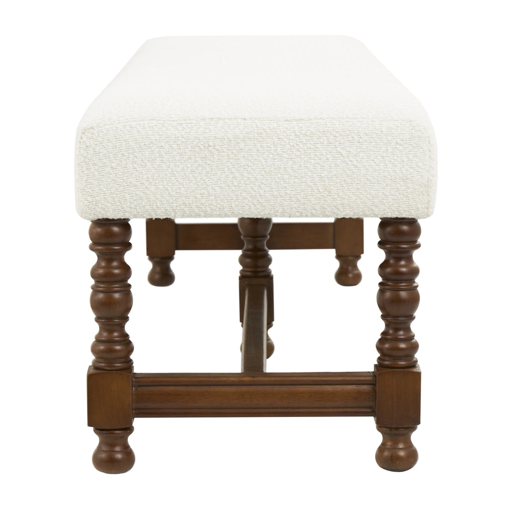 Fabric Bench with Brown Traditional Wood Turned Legs L628