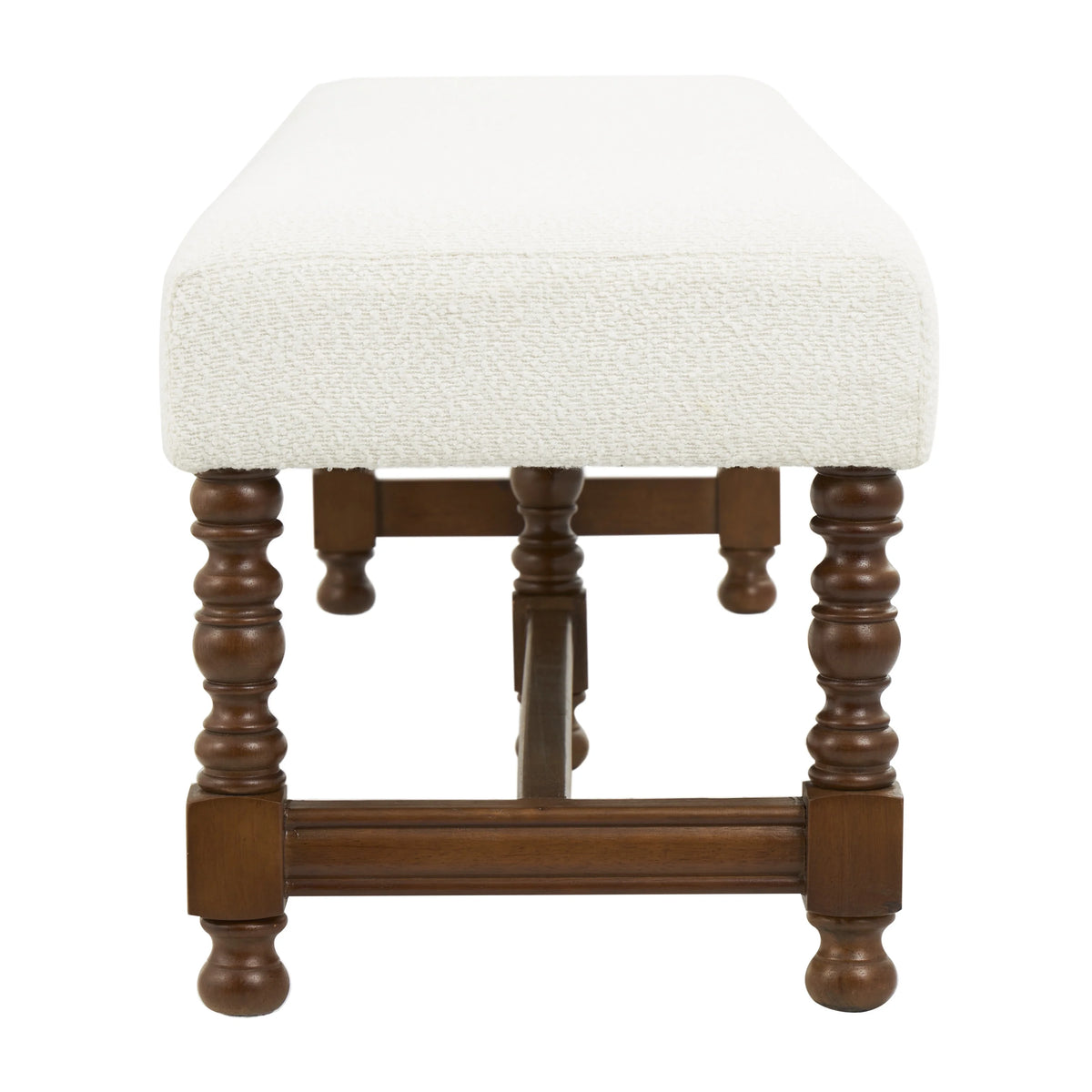 Fabric Bench with Brown Traditional Wood Turned Legs L628
