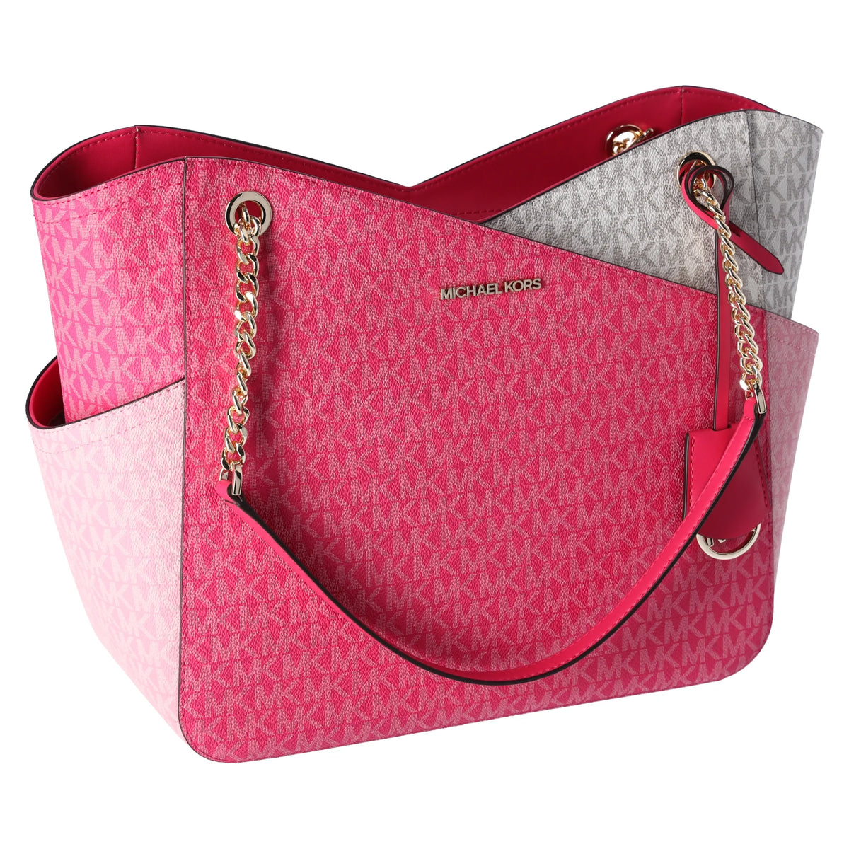 Electric Pink Large Chain Tote Handbag Z58314