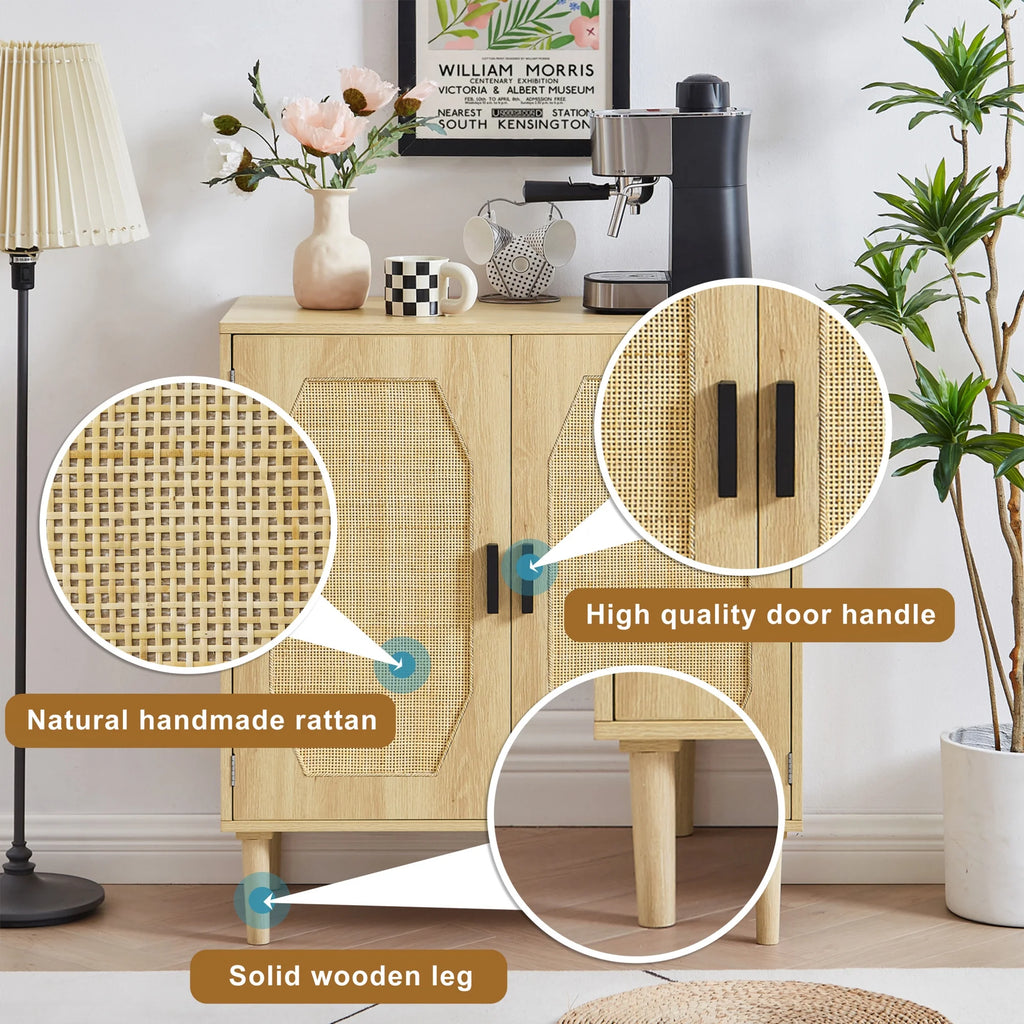 Rattan Kitchen Storage Cabinet Buffet S845