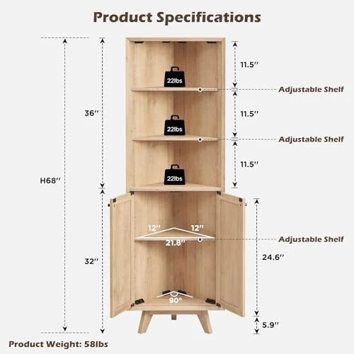 Natural Rattan Bathroom Floor Cabinet with Sliding Door & 3 Drawers S998266