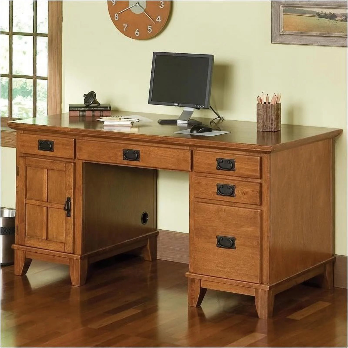Cottage Oak Pedestal Storage Computer Desk E248820
