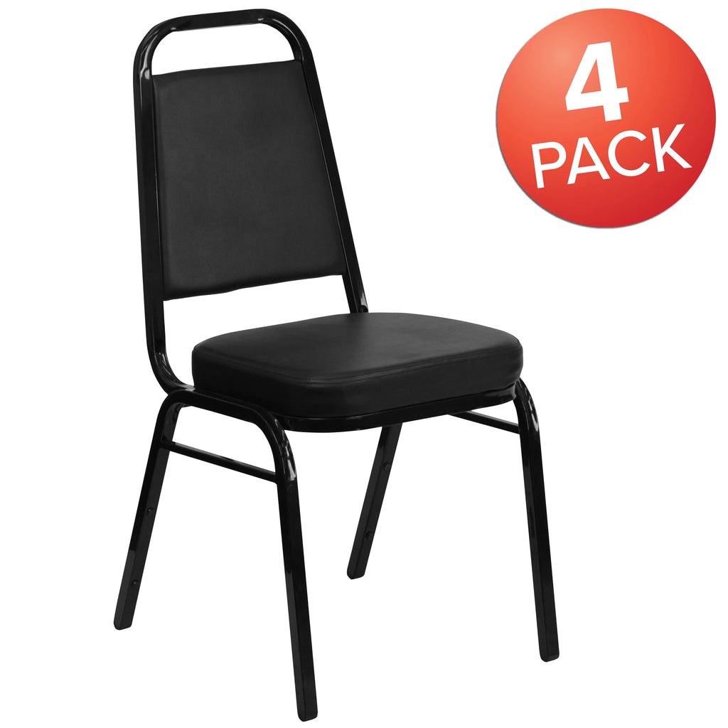 4 Pack Black Vinyl Stacking Banquet Chair F6920